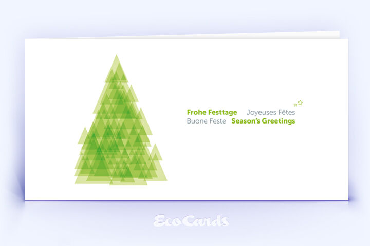 Weihnachtskarte Nr. 2598 hellgruen mit verschiedenen sich überlagernden dreieckigen Flächen
