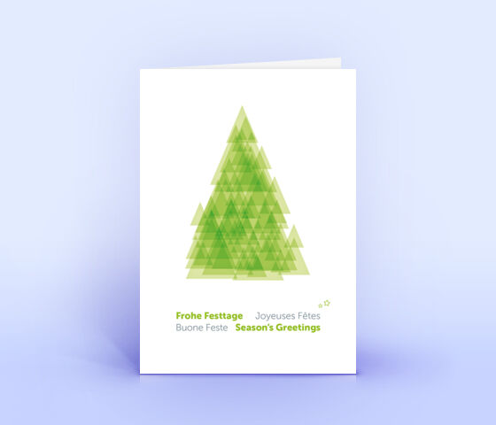 Weihnachtskarte Nr. 2599 hellgruen mit sich überlagernden Dreiecken