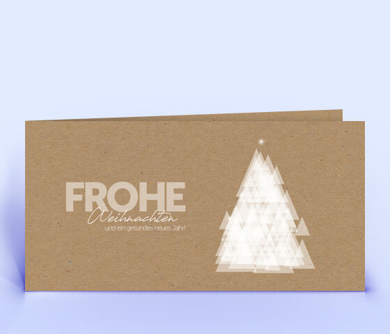 Ausgefallene Weihnachtskarte auf braunem Naturpapier mit stilisiertem Weihnachtsbaum 2600