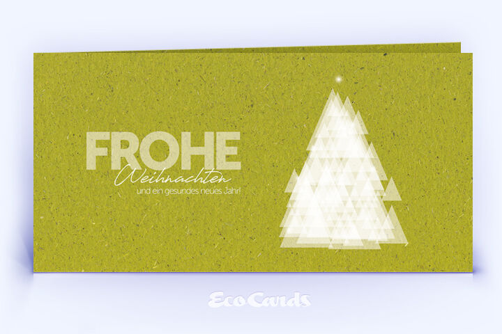 Weihnachtskarte Nr. 2602 gruen mit mehreren sich überlagernden Dreiecken