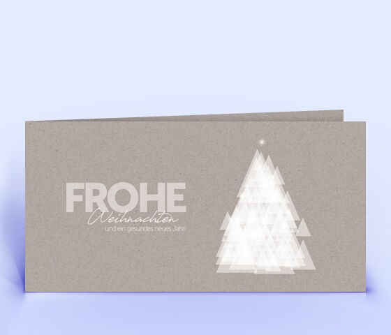 Ausgefallene Weihnachtskarte auf grauem Design-Recyclingpapier mit stilisiertem Weihnachtsbaum 2604