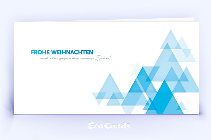 Weihnachtskarte Nr. 2620 blau mit Design aus mehreren dreieckigen Flächen