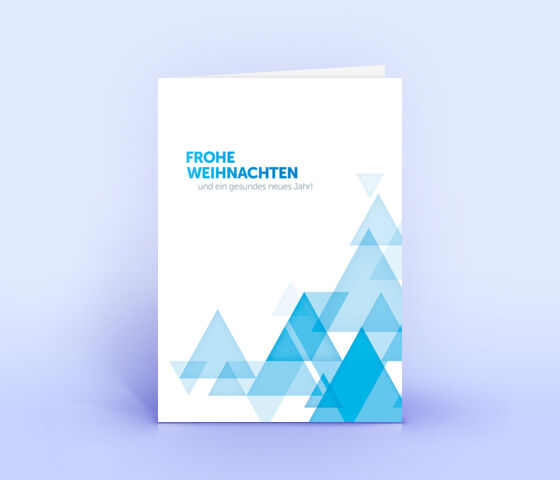 Geschäftliche Weihnachtskarte mit abstraktem blauen Dreieck-Design 2621