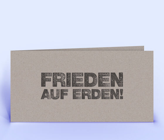 Schlichte Weihnachtskarte Design-Recyclingpapier grau "Frieden auf Erden"  2662