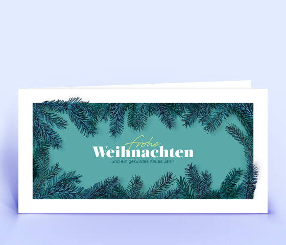Weihnachtskarte Nr. 2748 tuerkis mit Tannengrün