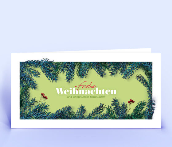 Moderne grüne Weihnachtskarte mit Tannenzweigen 2752
