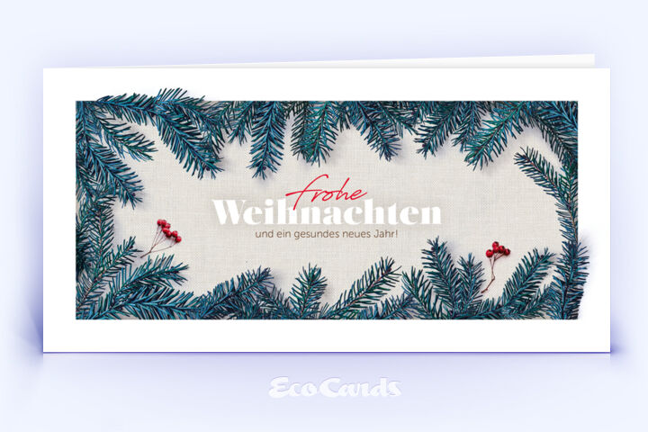 Weihnachtskarte Nr. 2754 hellblau mit Tannengrün