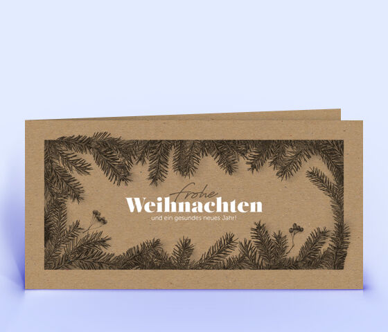 Moderne Naturkarton Weihnachtskarte mit Sonderfarbe Weiss veredelt 2756
