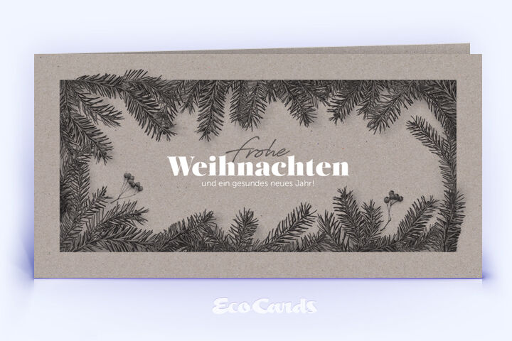 Weihnachtskarte Nr. 2760 grau mit Tannenzweigen