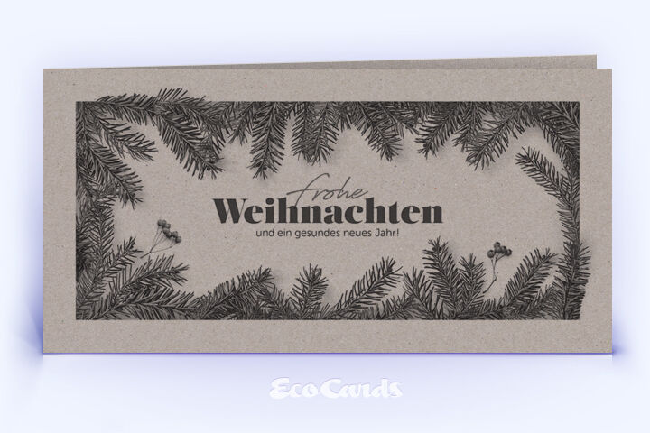 Weihnachtskarte Nr. 2762 grau mit Tannenzweigen