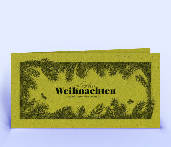 Moderne Graspapier Weihnachtskarte mit Tannenzweigen 2766