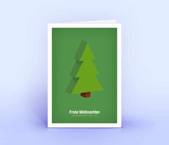 Öko Weihnachtskarten Nr. 279 gruen mit einem Weihnachtsbaum sind mit einem stylishen Dekor verziert.