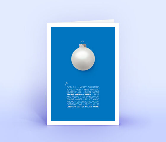 Schlichte Weihnachtskarte mit mehrsprachigem Weihnachtsgruß 2803