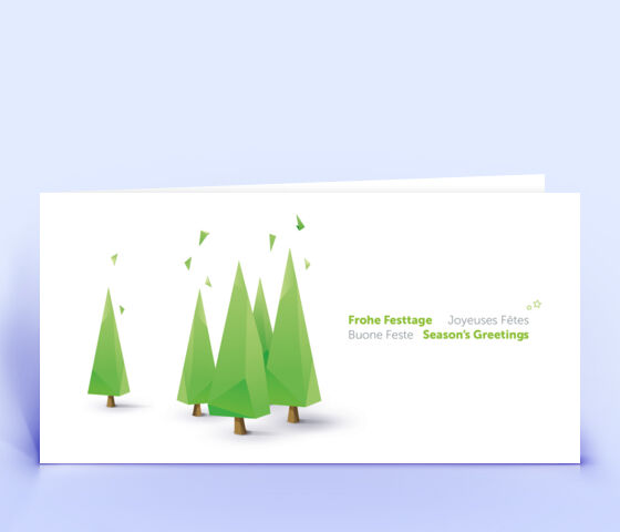 Geschäftliche Weihnachtskarte mit abstrakten grünen Weihnachtsbäumen 2842