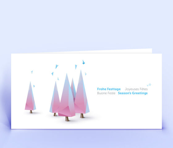 Kreative Weihnachtskarte mit Weihnachtsbäumen aus polygonen Formen 2848