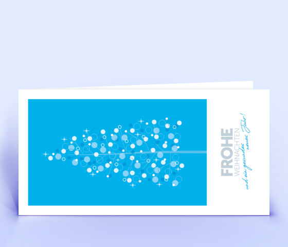 Kreative Weihnachtskarte mit leuchtendem blauen Weihnachtsbaum 2880