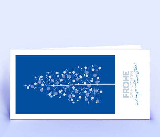 Edle Weihnachtskarte in blauem Design mit leuchtendem Weihnachtsbaum 2882