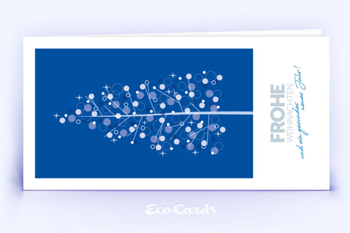 Edle Weihnachtskarte in blauem Design mit leuchtendem Weihnachtsbaum 2882