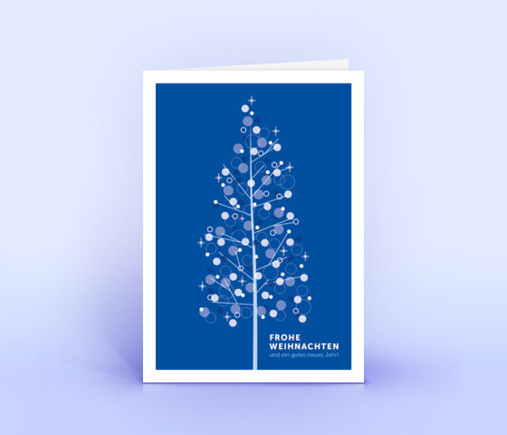 Dunkelblaue Weihnachtskarte mit leuchtendem Weihnachtsbaum 2883