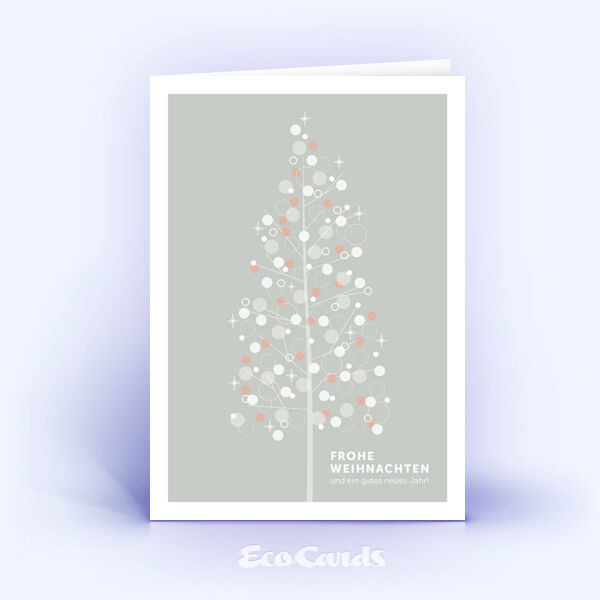 Hellgraue Weihnachtskarte mit filigraner Weihnachtsbaum Illustration 2889