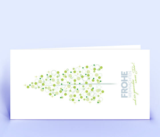 Stilvolle Weihnachtskarte mit hellgrünem Weihnachtsbaum 2892