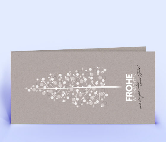 Exklusive Weihnachtskarte mit Sonderfarbe Weiß auf grauem Recyclingkarton 2894