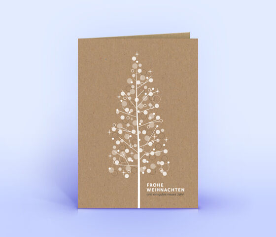 Originelle Weihnachtskarte mit filigranem Weihnachtsbaum auf Naturkarton 2897
