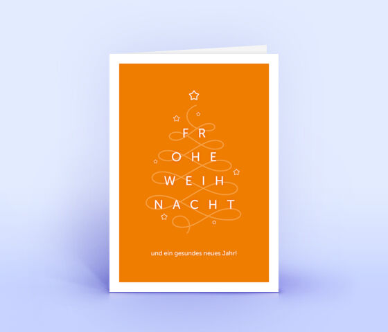 Schöne Weihnachtskarte mit leuchtend orangener Schwunglinie im Design 2929