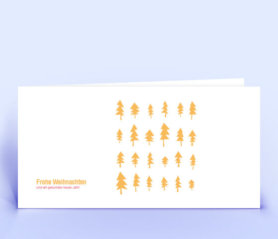 Öko Weihnachtskarte Nr. 294 orange mit Zeichnung ist mit einem grafischen Design verziert.