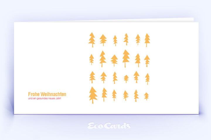 Öko Weihnachtskarte Nr. 294 orange mit Zeichnung ist mit einem grafischen Design verziert.
