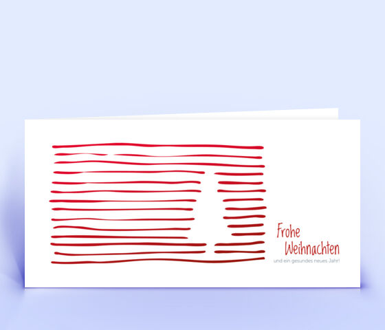 Edle Weihnachtskarte mit rotem Linienbaum 2950
