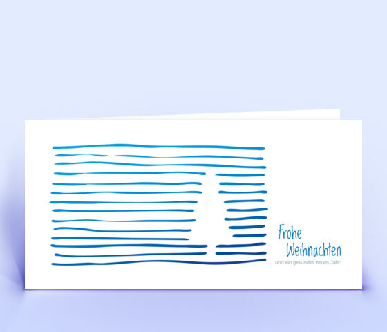 Geschäftliche Weihnachtskarte mit blauem Linienbaum Design 2952