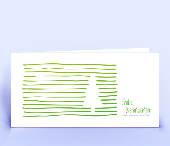 Individuelle Weihnachtskarte mit grünem Linienbaum Design 2954