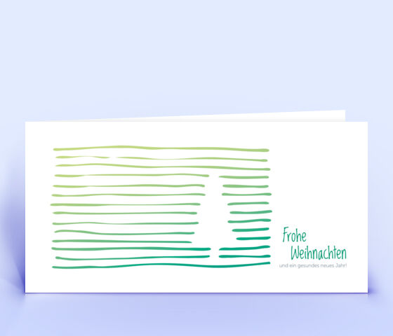 Originelle Weihnachtskarte mit Linienbaum Design in türkis 2956