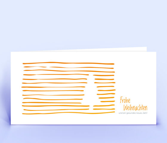 Schöne Weihnachtskarte mit Linienbaum Design in orange 2958