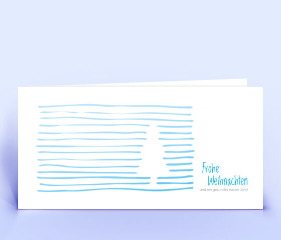 Schlichte Weihnachtskarte mit eisblauem Linienbaum Design 2960