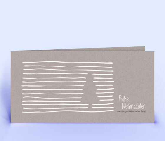 Geschäftliche Weihnachtskarte mit grafischem Design auf grauem Naturpapier gedruckt 2968