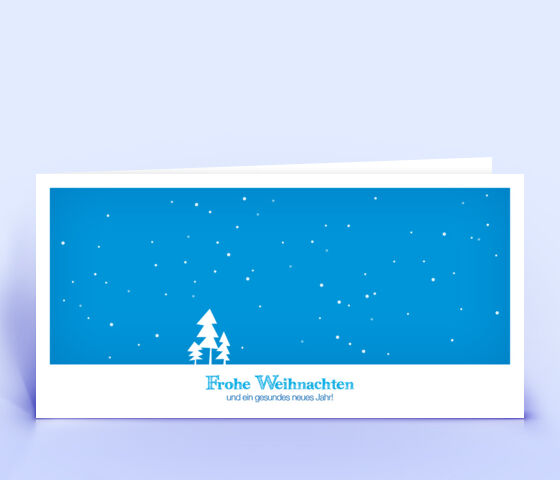 Öko Weihnachtskarte Nr. 302 blau mit einer Zeichnung zeigt ein schönes Layout.