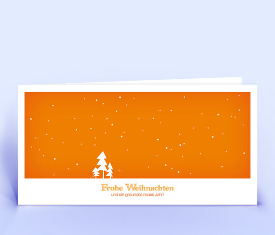 Öko Weihnachtskarte Nr. 306 orange mit Zeichnung ist mit einem modernen Kartenmotiv bedruckt.