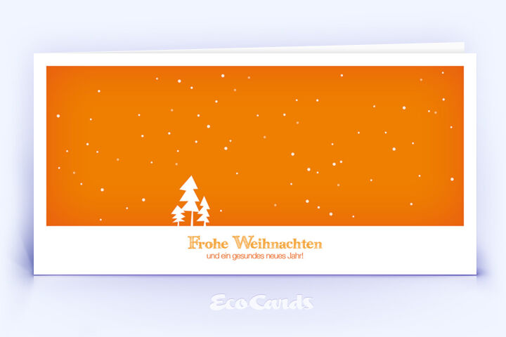 Öko Weihnachtskarte Nr. 306 orange mit Zeichnung ist mit einem modernen Kartenmotiv bedruckt.