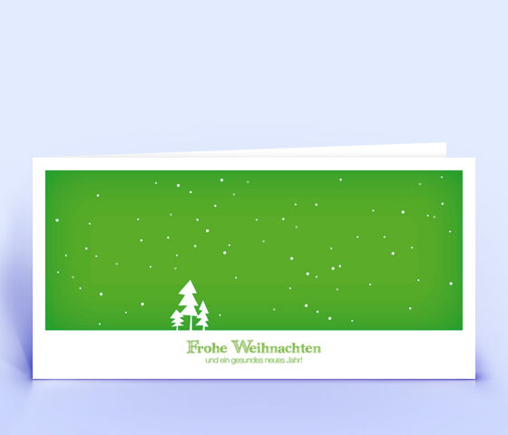 Öko Weihnachtskarte Nr. 308 gruen mit einer handgefertigten Zeichnung zeigt ein modernes Layout.