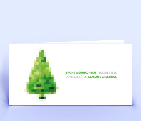 Moderne Weihnachtskarte mit grünem Pixelbaum 3080