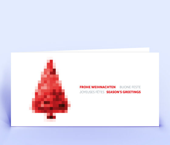 Ausgefallene Weihnachtskarte mit rotem Pixelbaum 3082