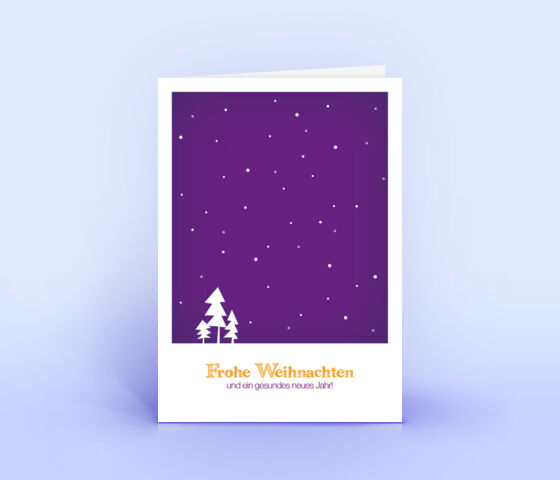Öko Weihnachtskarten Nr. 309 violett mit handgemalter Zeichnung sind mit einem modernen Kartenmotiv bedruckt.