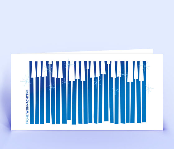 Geschäftliche Weihnachtskarte mit blauem "Klavierwald" 3122