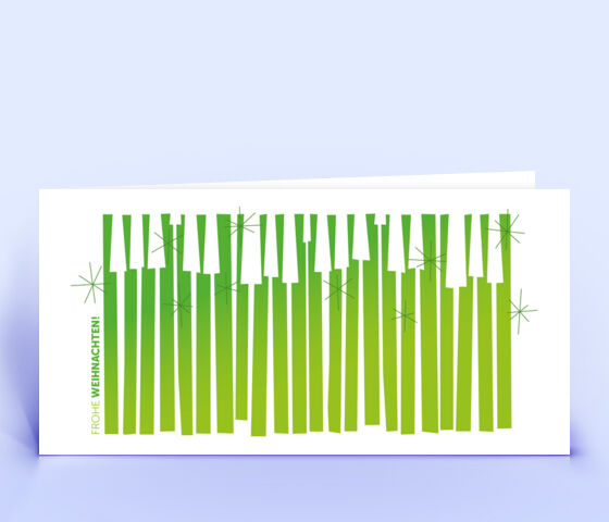 Grüne Weihnachtskarte mit abstraktem "Klavierwald" Design 3124