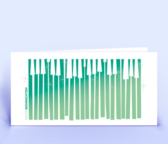 Abstrakte Weihnachtskarte mit türkisfarbenem "Klavierwald" Design 3126