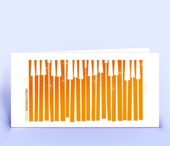 Kreative Weihnachtskarte mit orangenem "Klavierwald" Motiv 3130