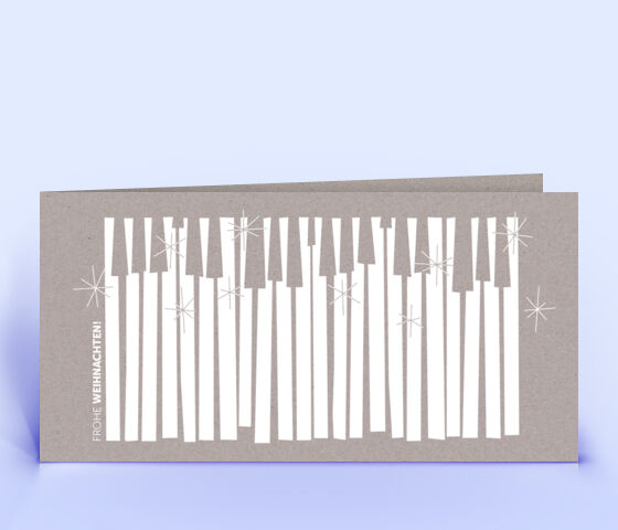 Moderne Weihnachtskarte mit "Klavierwald" Illustration gedruckt auf grauem Design-Recyclingpapier 3136
