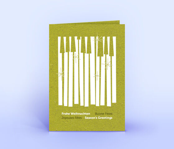Exklusive Graspapier Weihnachtskarte mit Design "Klavierwald" 3139